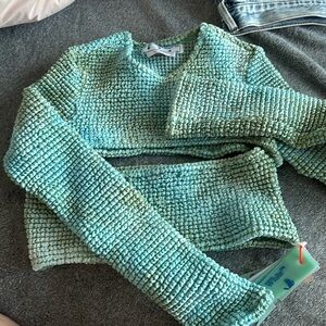 Smock tie dye off white blue and green